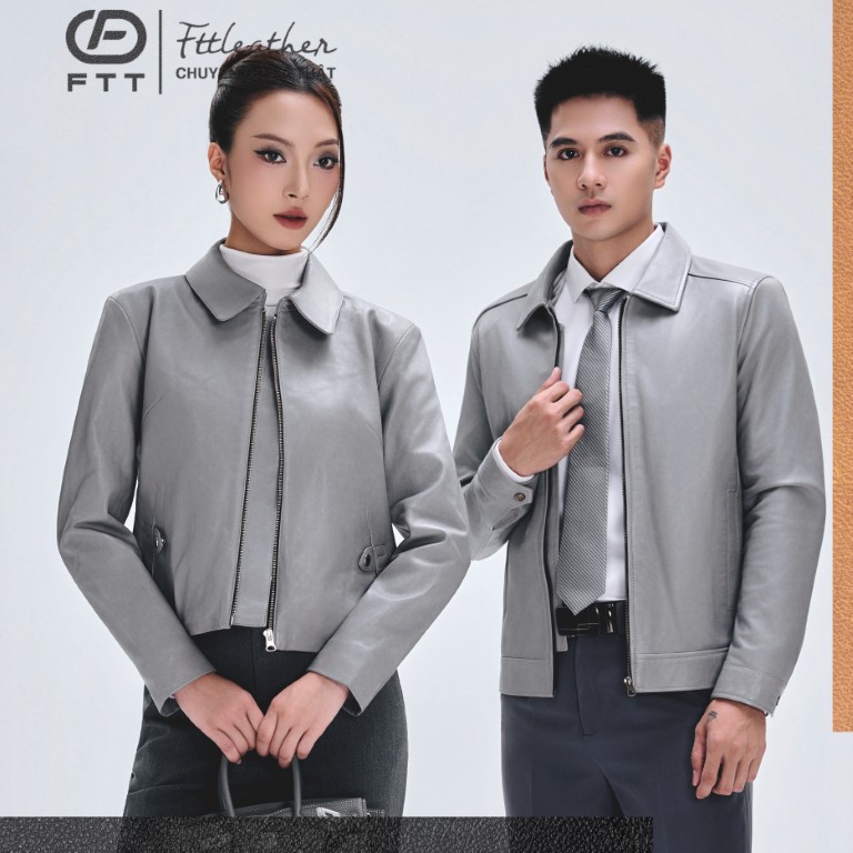 [Couple] Áo da đôi Collar Jacket V2