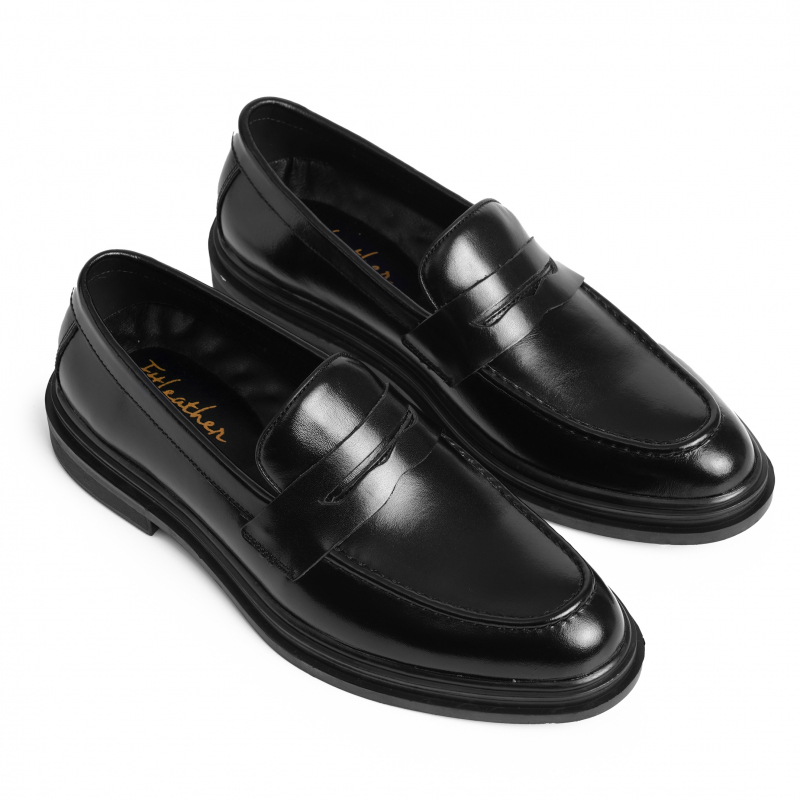 Giày da bò nam FTT Leather dáng lười Penny Loafer trơn độn đế ẩn tăng chiều cao