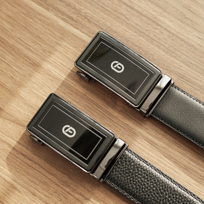Dây lưng da bò mặt kính viền nhám FTT Leather Màu đen - S2023