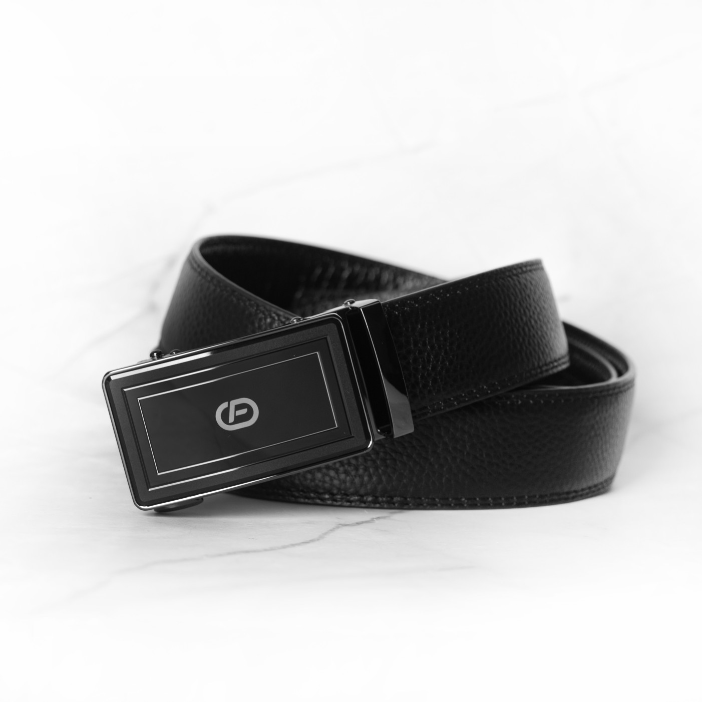 Dây lưng da bò mặt kính viền nhám FTT Leather Màu đen - S2023