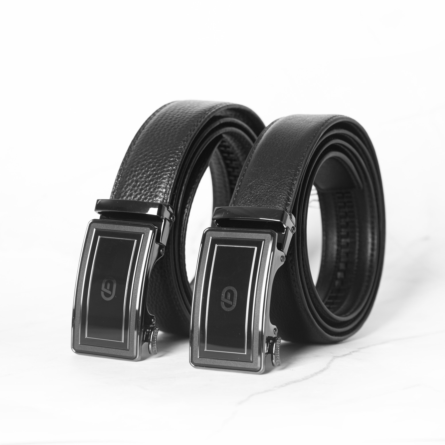 Dây lưng da bò mặt kính viền nhám FTT Leather Màu đen - S2023