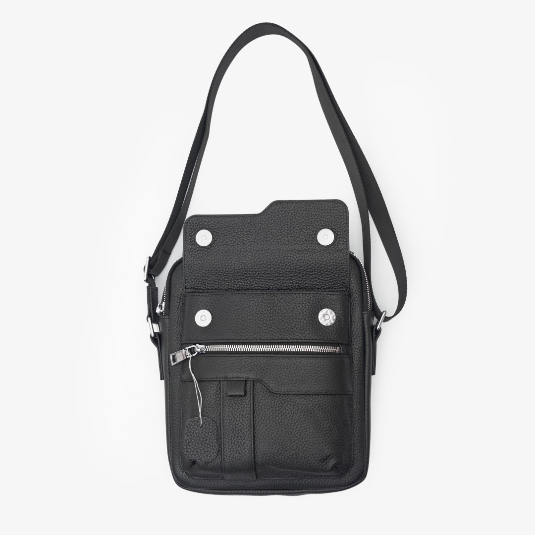 Túi đeo chéo da bò nam FTT Leather phối nắp gập thời trang nhiều ngăn tiện lợi đựng được ipad mini