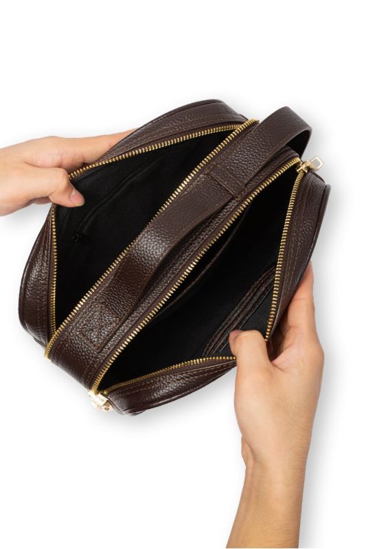 Túi da nam cao cấp dáng Golf FTT Leather chất liệu da bò vân hạt thiết kế cầm tay kết hợp đeo chéo Go1500