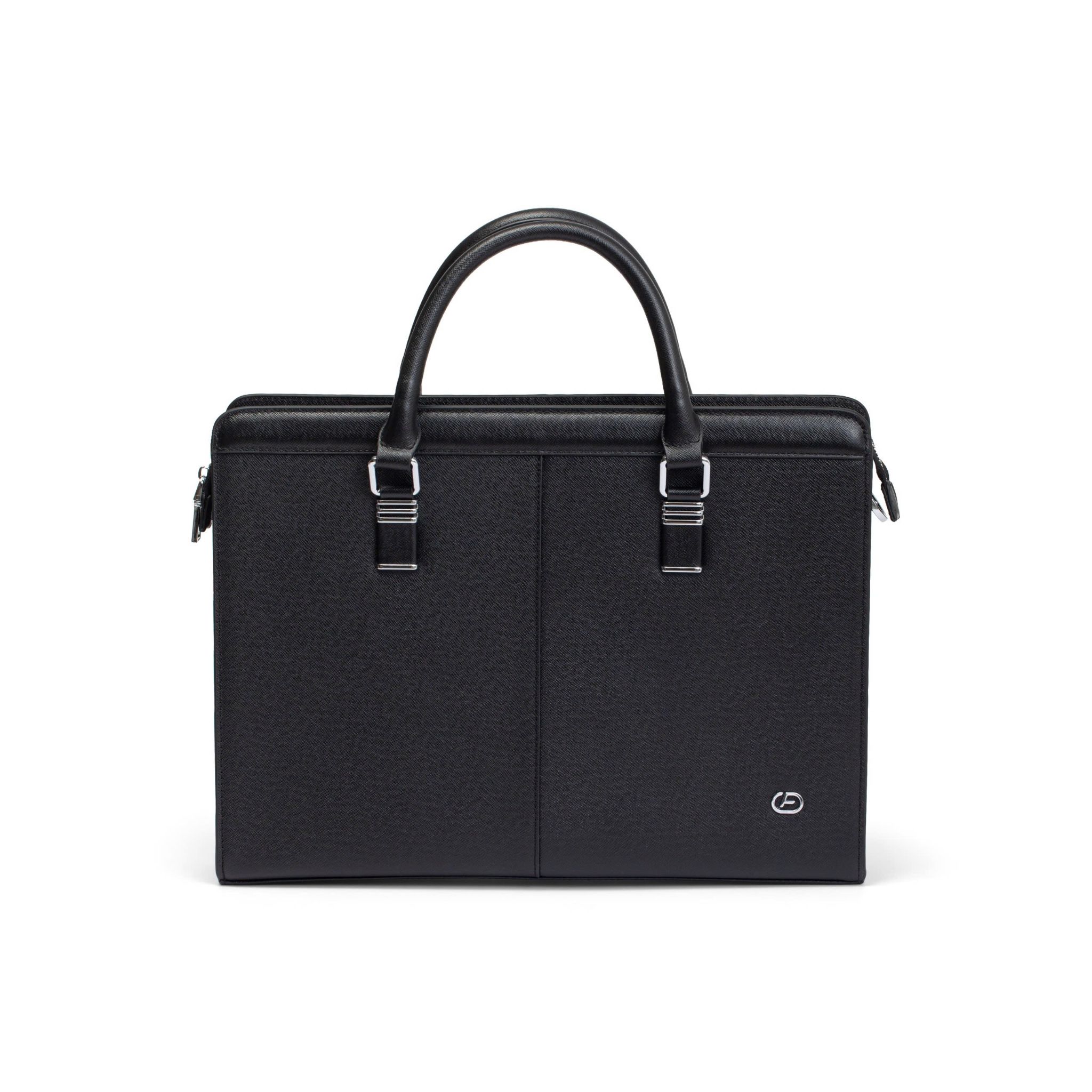 Cặp nam dáng đứng có khóa dọc da bò Taiga màu đen FTT Leather - T097TG-BL