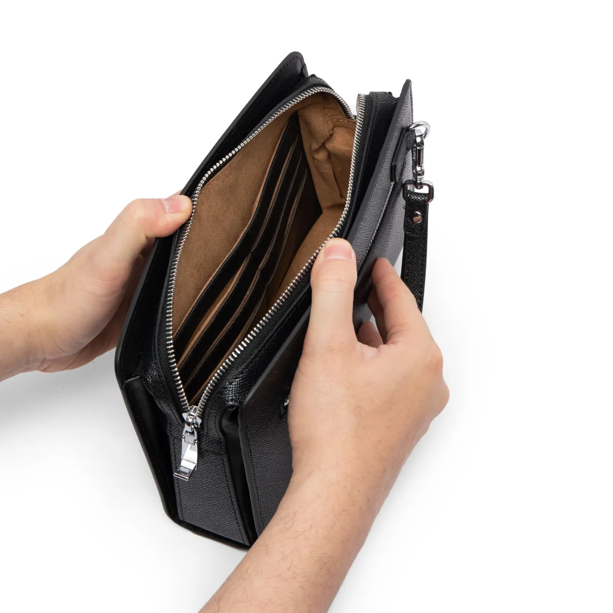 Clutch cầm tay da bò FTT Leather có khóa vân tay tiện lợi