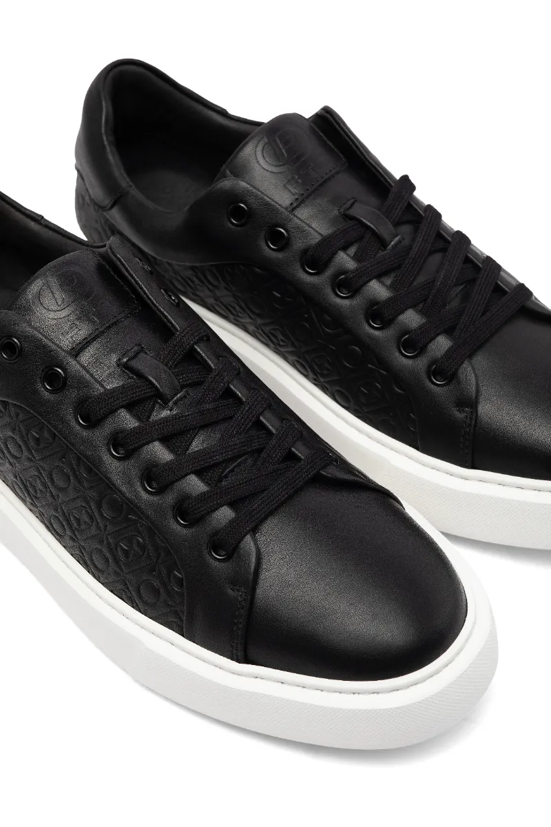 Giày da bê êm chân dáng thể thao nam FTT Leather đế sneaker cao cấp phối họa tiết màu đen GTF001BL