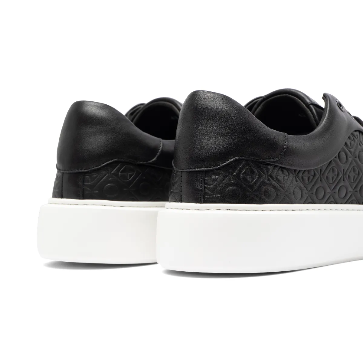 Giày da bê êm chân dáng thể thao nam FTT Leather đế sneaker cao cấp phối họa tiết màu đen GTF001BL