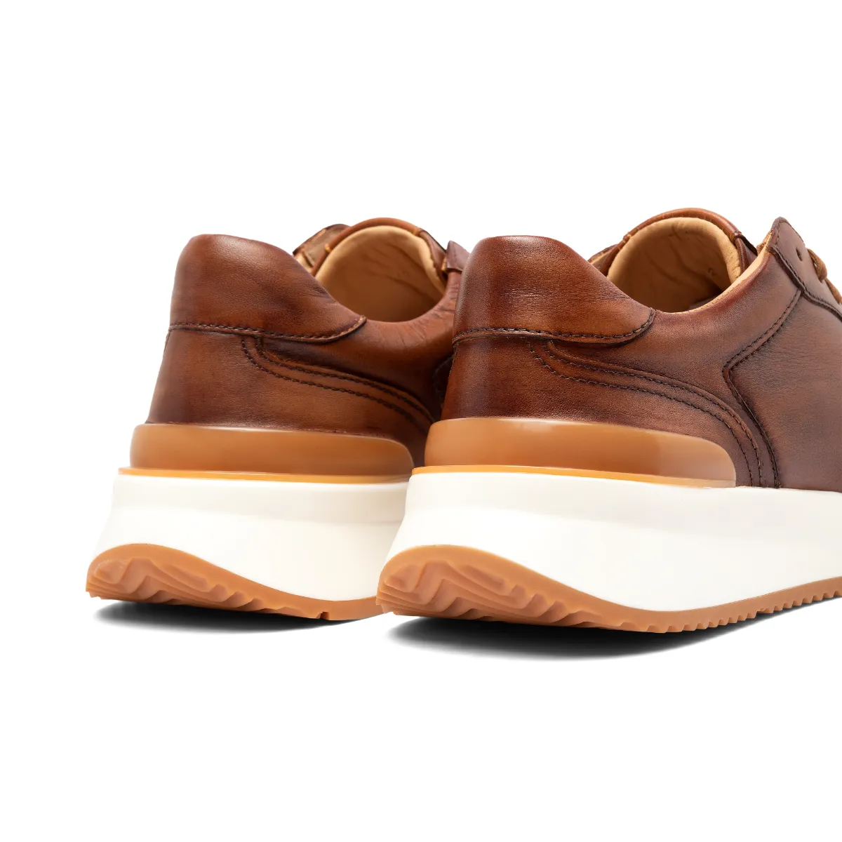 Giày Da Bê Nam êm Chân Dáng Thể Thao FTT Leather Đế Sneaker Cao Cấp Phối Họa Tiết Màu Nâu - GTF002BR
