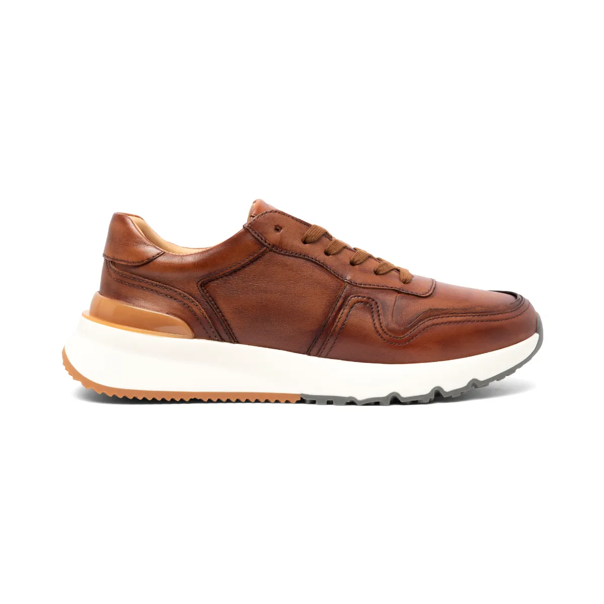 Giày Da Bê Nam êm Chân Dáng Thể Thao FTT Leather Đế Sneaker Cao Cấp Phối Họa Tiết Màu Nâu - GTF002BR