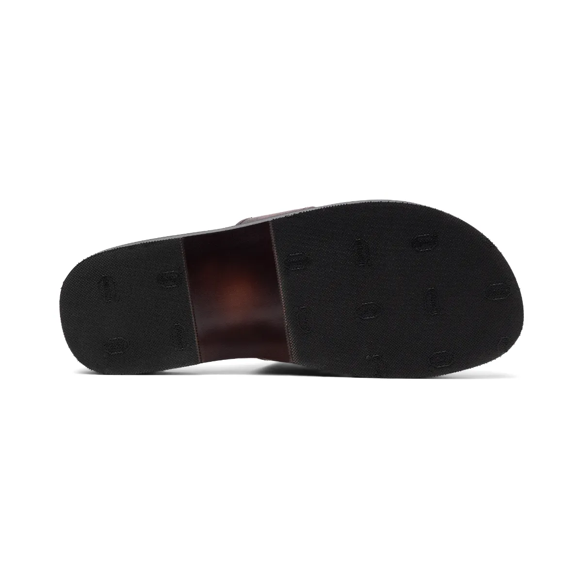 Dép da bò nam chữ H FTT Leather quai ngang màu nâu dáng trơn đế cao cấp bền, nhẹ, độ bám tốt D105