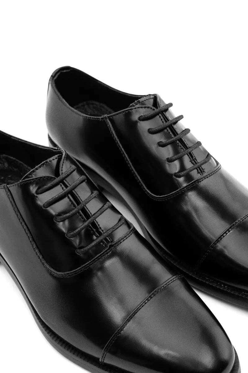Giày Da Bò Chà Bóng Chống Nhăn Oxford Captoe FTT Leather, Đế Cao Cấp Chống Trơn, Màu Đen/Nâu - F0302