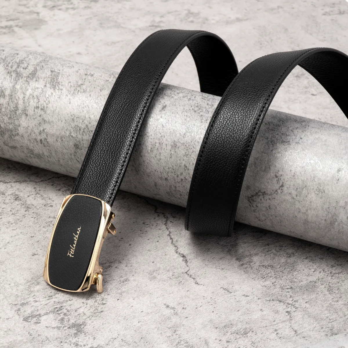 Thắt lưng da nam cao cấp FTT Leather dây da bò thật mặt oval cạnh thẳng tự động thông minh cao cấp D402303
