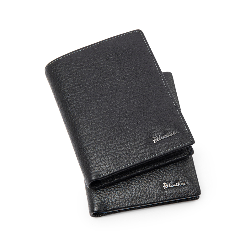 Ví da nam dáng đứng cao cấp FTT Leather tiện lợi nhiều ngăn để thẻ cam kết da thật V900
