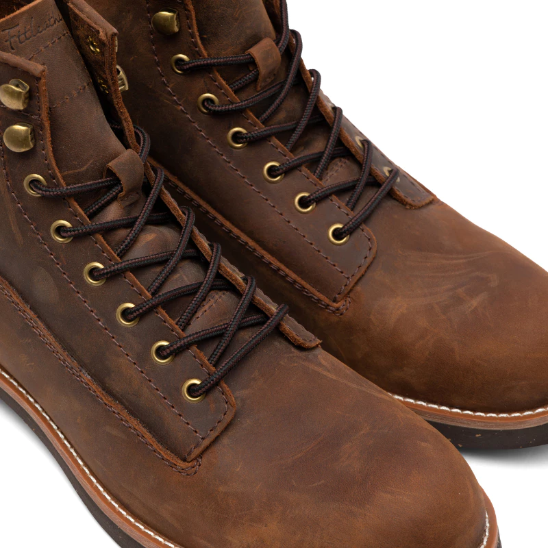 Giày da bò sáp Work Boots nam FTT Leather dáng bụi bặm màu nâu, đế cao cấp chống trơn trượt F705