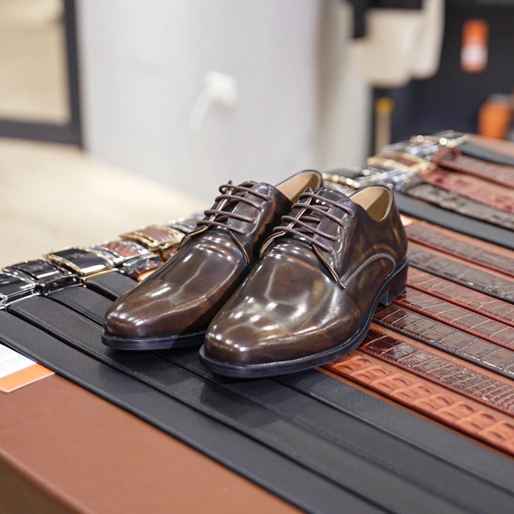 Giày da chà bóng Derby hạn chế nhăn cao cấp nam FTT Leather đế phíp gỗ _ F0305