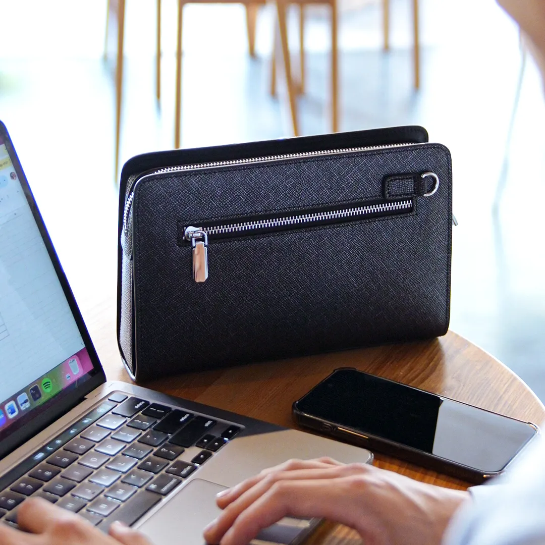 Clutch cầm tay da bò FTT Leather có khóa vân tay tiện lợi