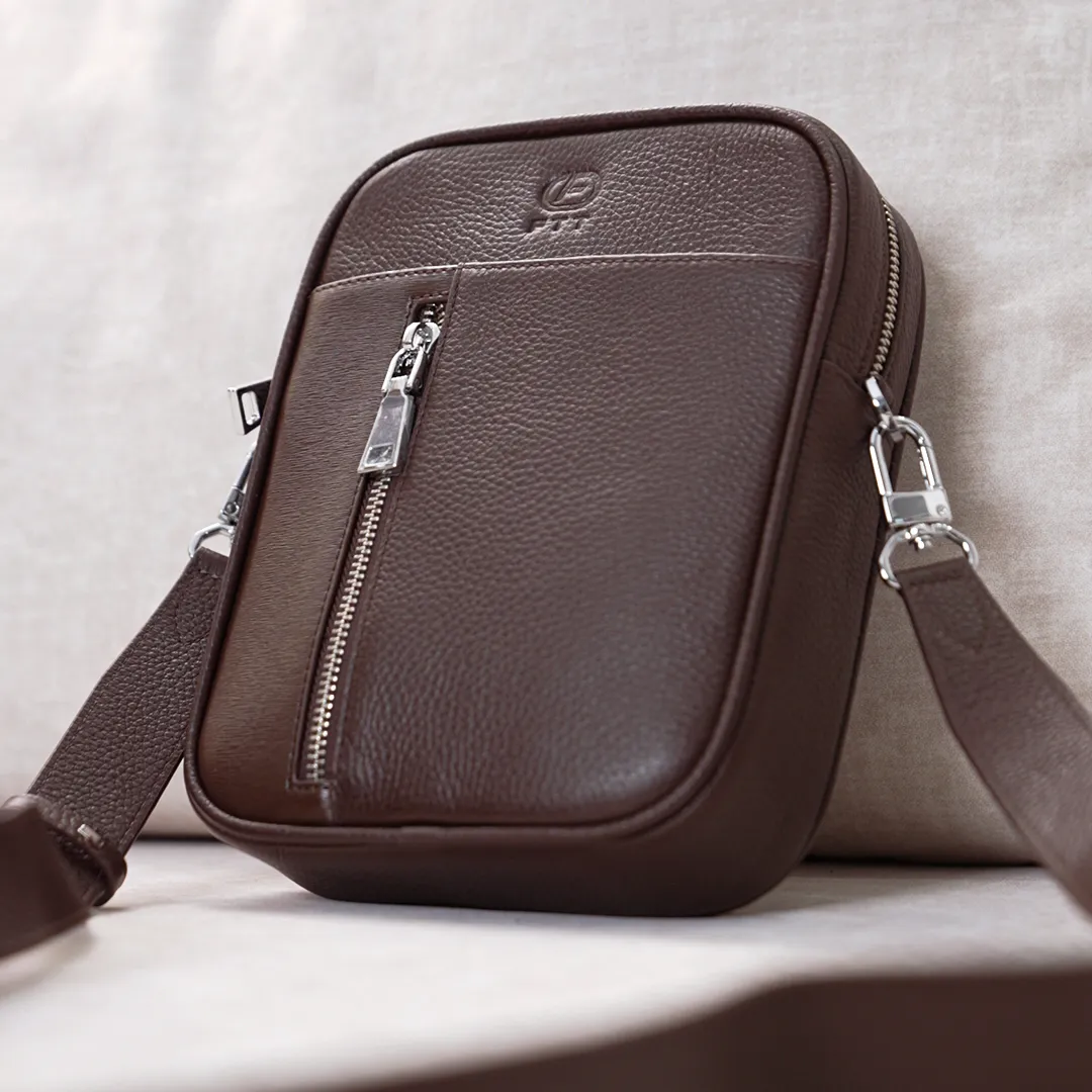 Túi đeo chéo da bò nam nhiều màu FTT Leather thiết kế trơn đơn giản, thời trang