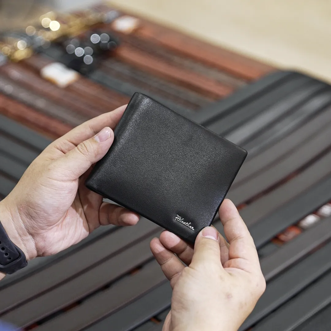 Ví da bò nam dáng ngang cao cấp FTT Leather tiện lợi nhiều ngăn để thẻ cam kết da thật