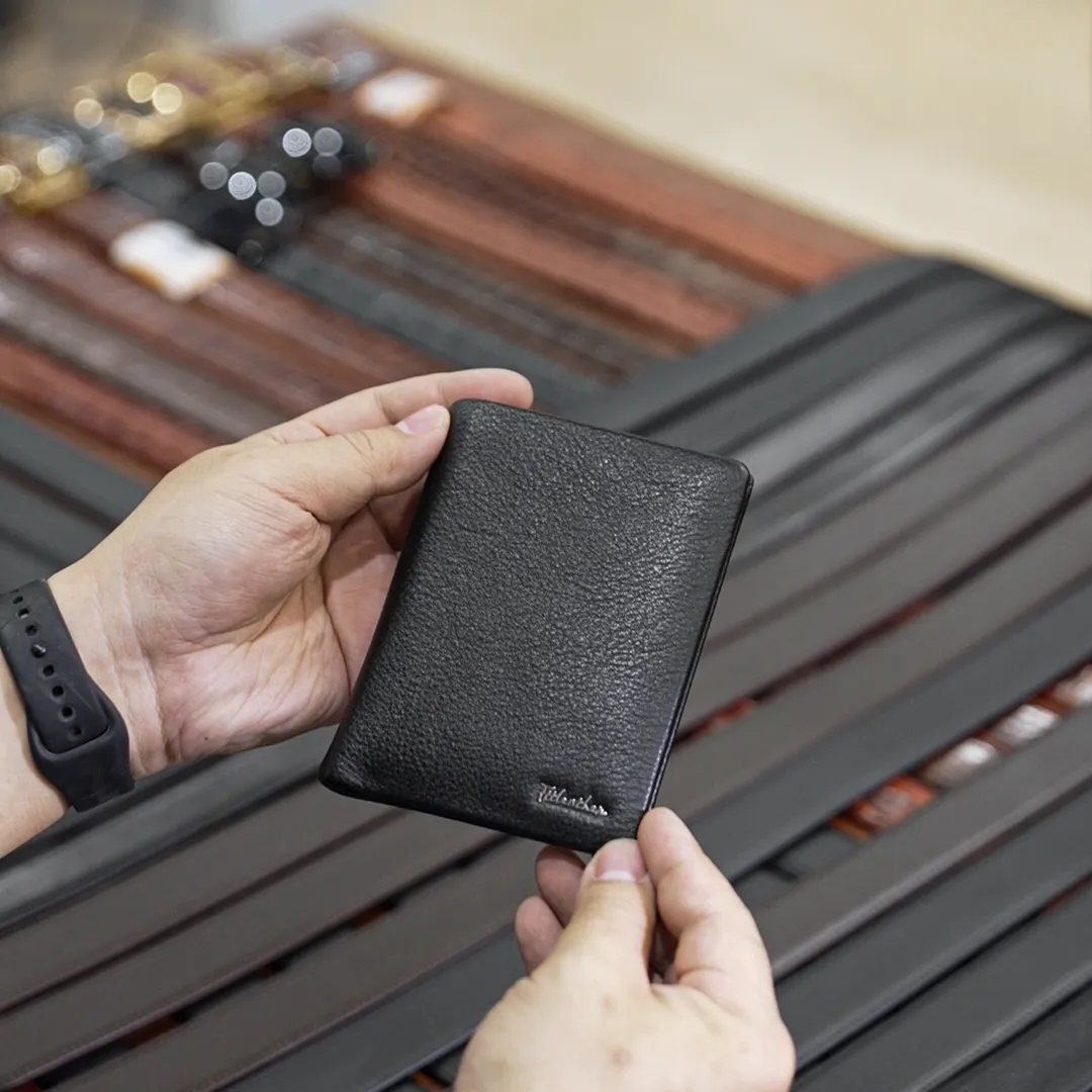 Ví da nam dáng đứng cao cấp FTT Leather tiện lợi nhiều ngăn để thẻ cam kết da thật V900