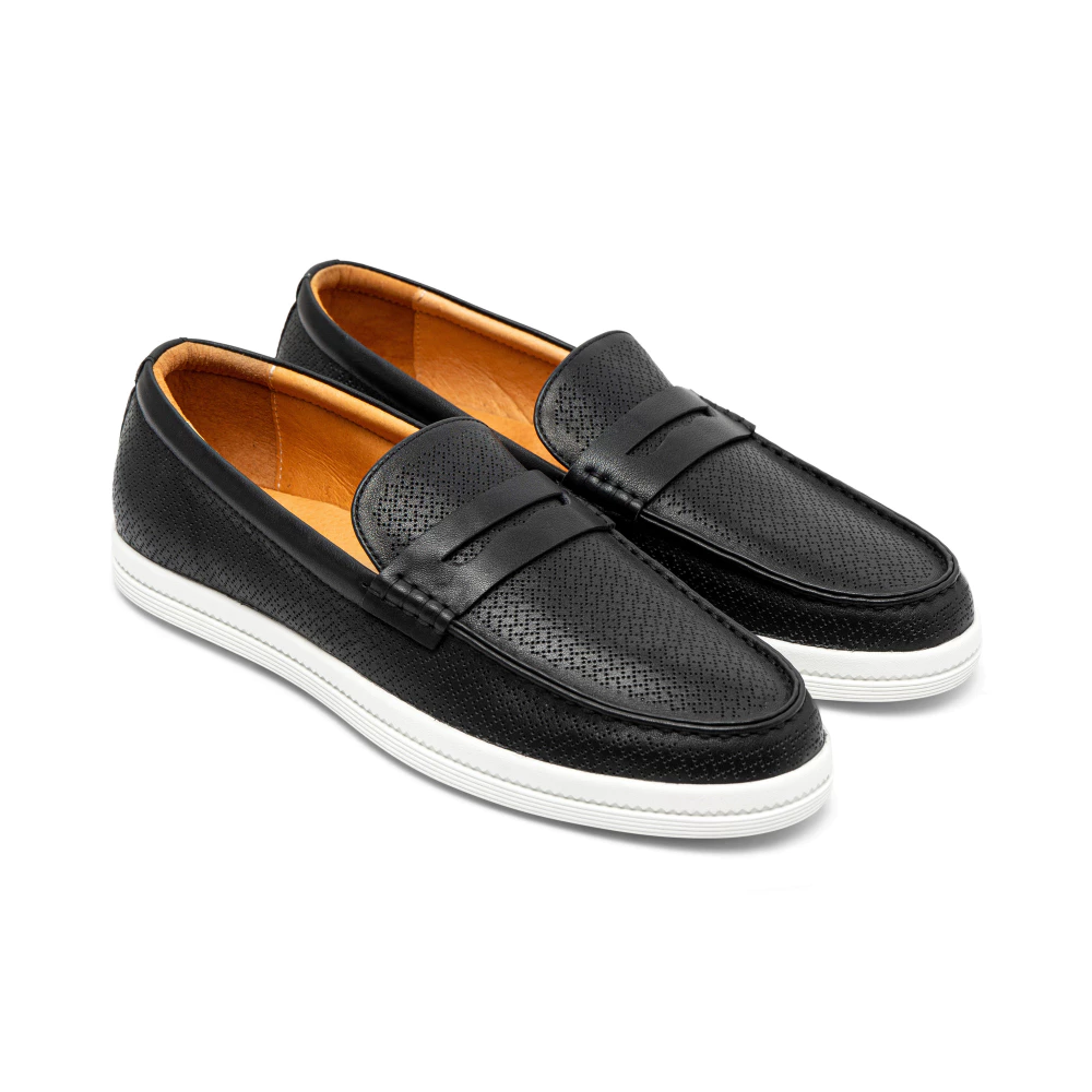 Giày lười da nam cao cấp phối lỗ thoáng khí FTT Leather đế siêu nhẹ_ êm chân _ F905