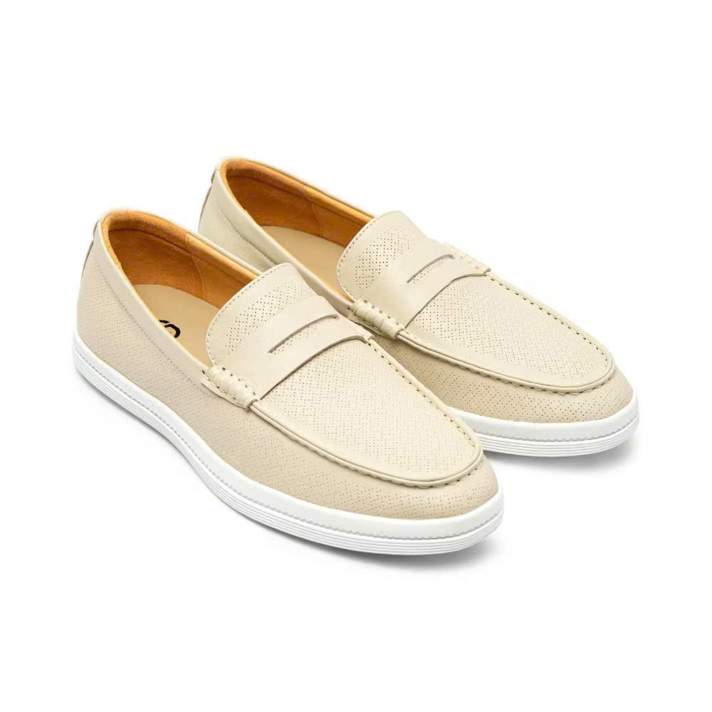 Giày lười da nam cao cấp phối lỗ thoáng khí FTT Leather đế siêu nhẹ_ êm chân _ F905