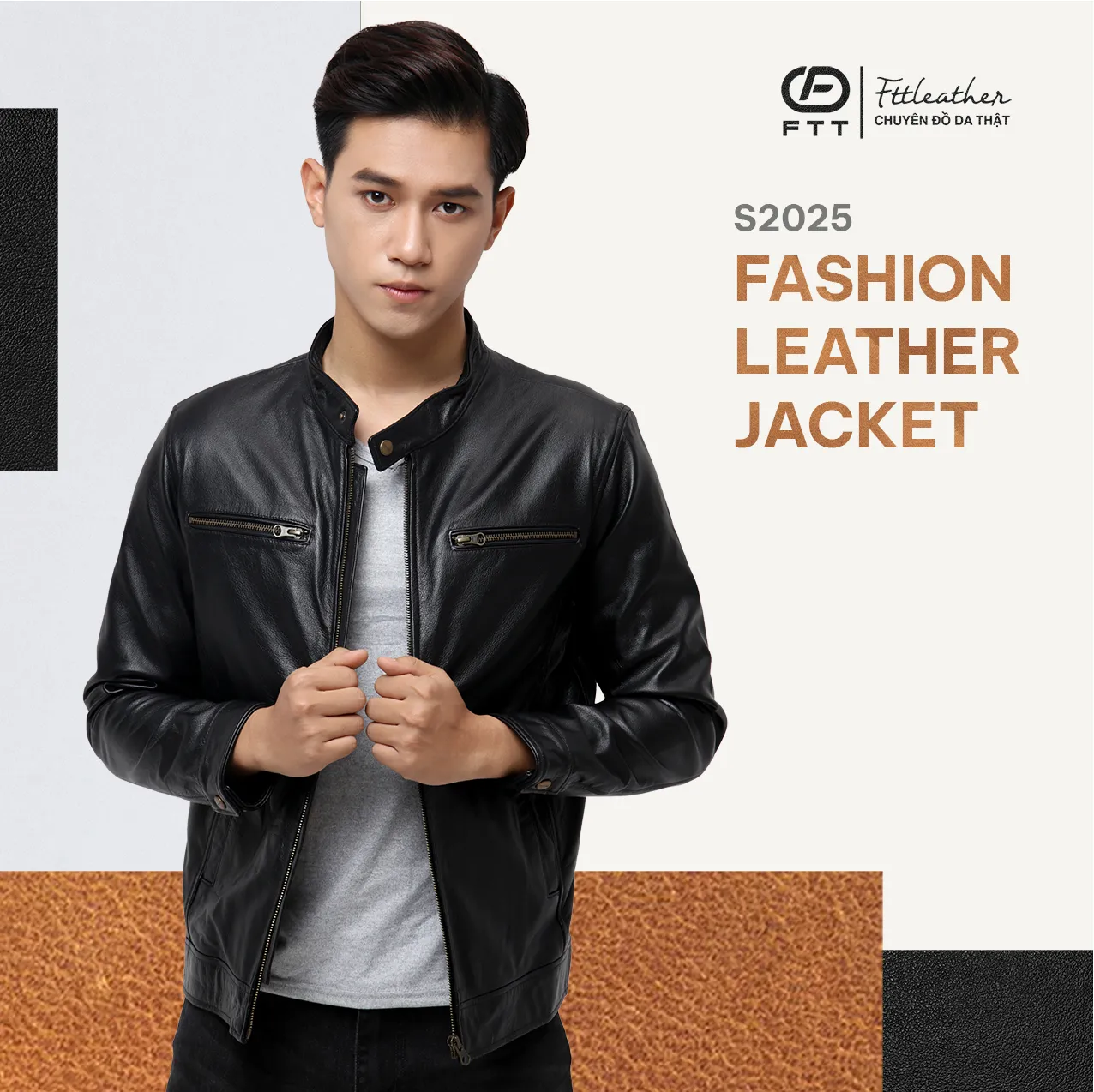 [LEGEND] Áo da Racer jacket double Zipper AD208