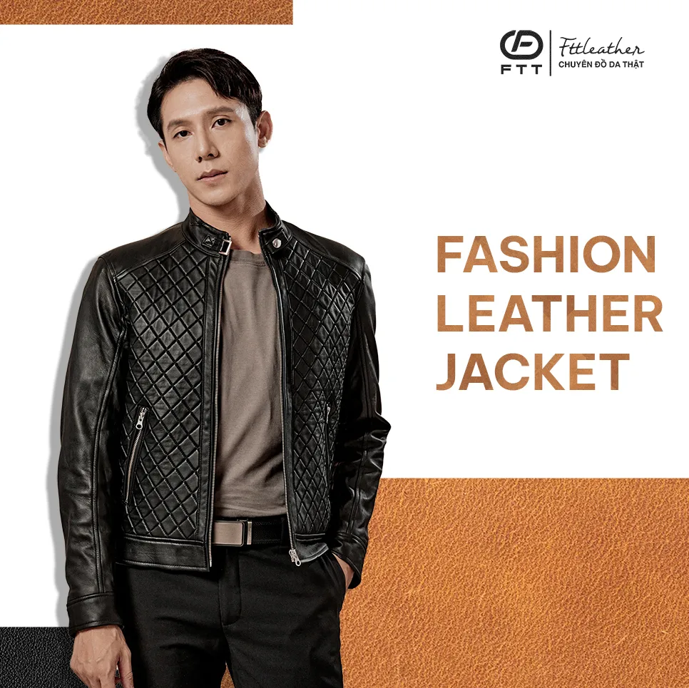[FASHION] Racer Jacket trần bông quả trám - Quilted leather jacket AD211