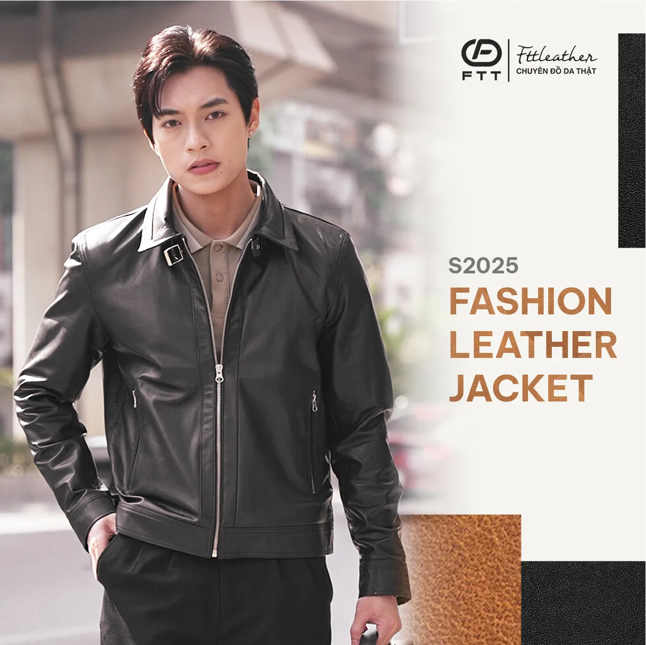 [FASHION] Áo da Collar Crop Jacket - AD415