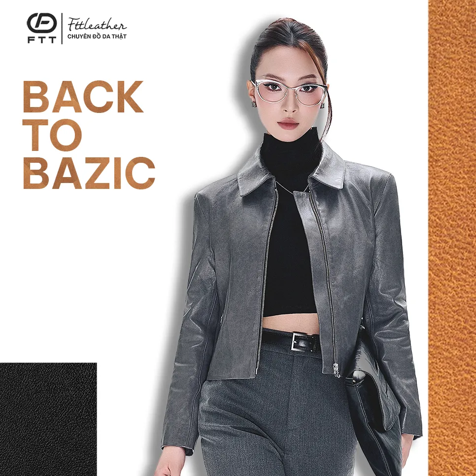 [LEGEND] Áo da nữ Collar Jacket Classic - AN401