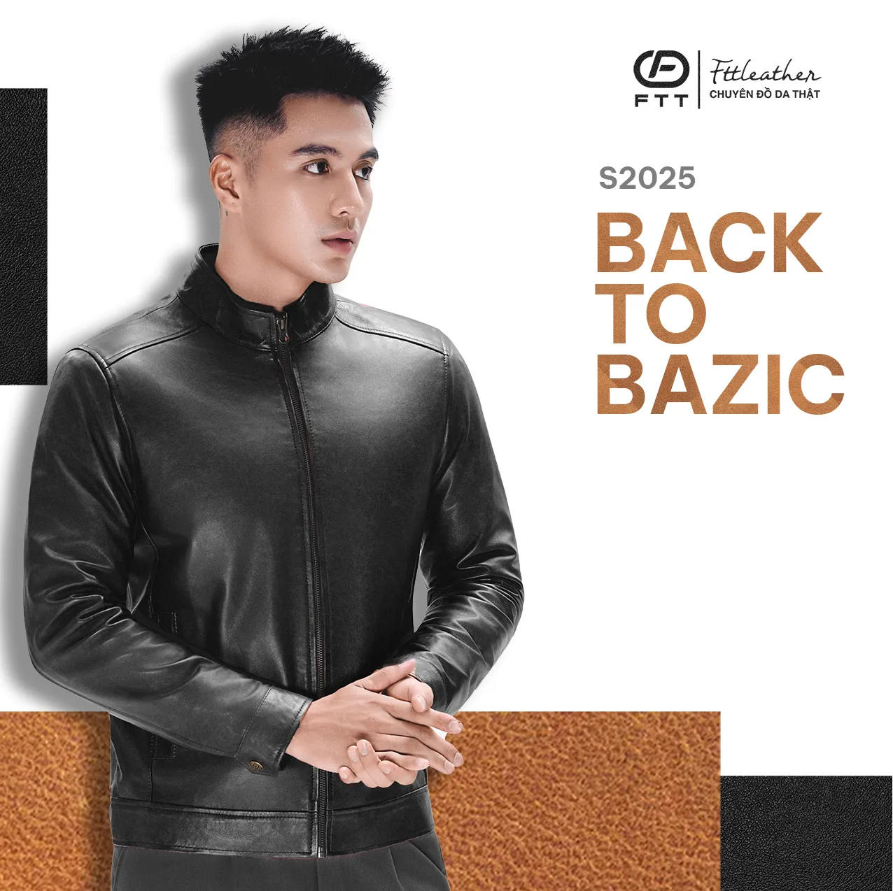 [Legend] Áo da nam Racer Jacket trơn khuy bấm - AD201