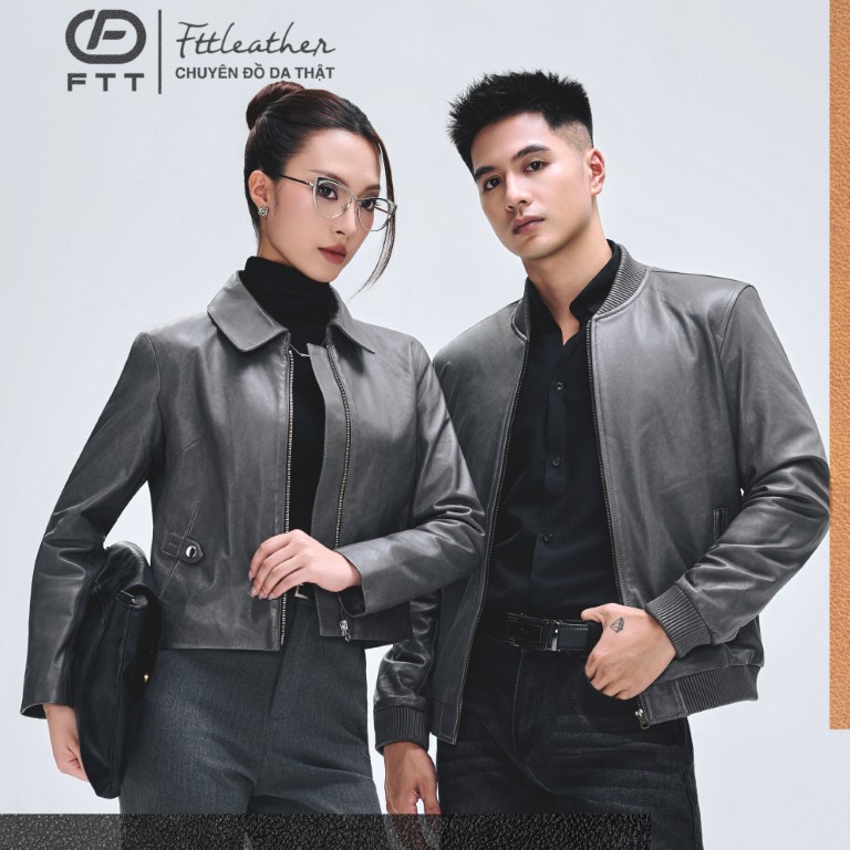 [Couple] Áo da đôi Collar x Bomber