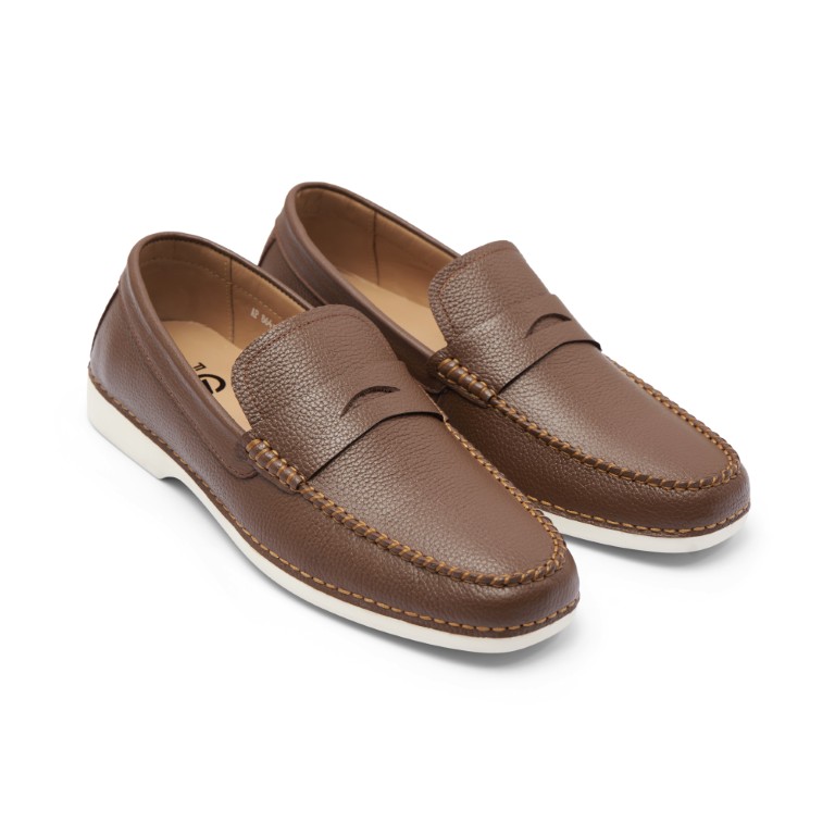 Giày lười Penny Loafer nam da bò vân hạt cao cấp FTT Leather đế siêu nhẹ hạn chế trơn trượt F864