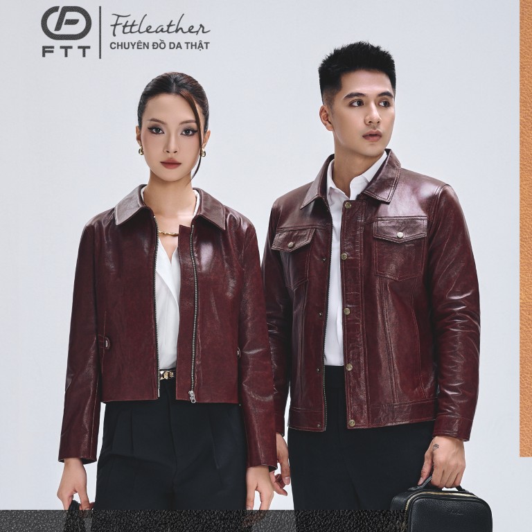 [Couple] Áo da đôi Bordeaux Red V1
