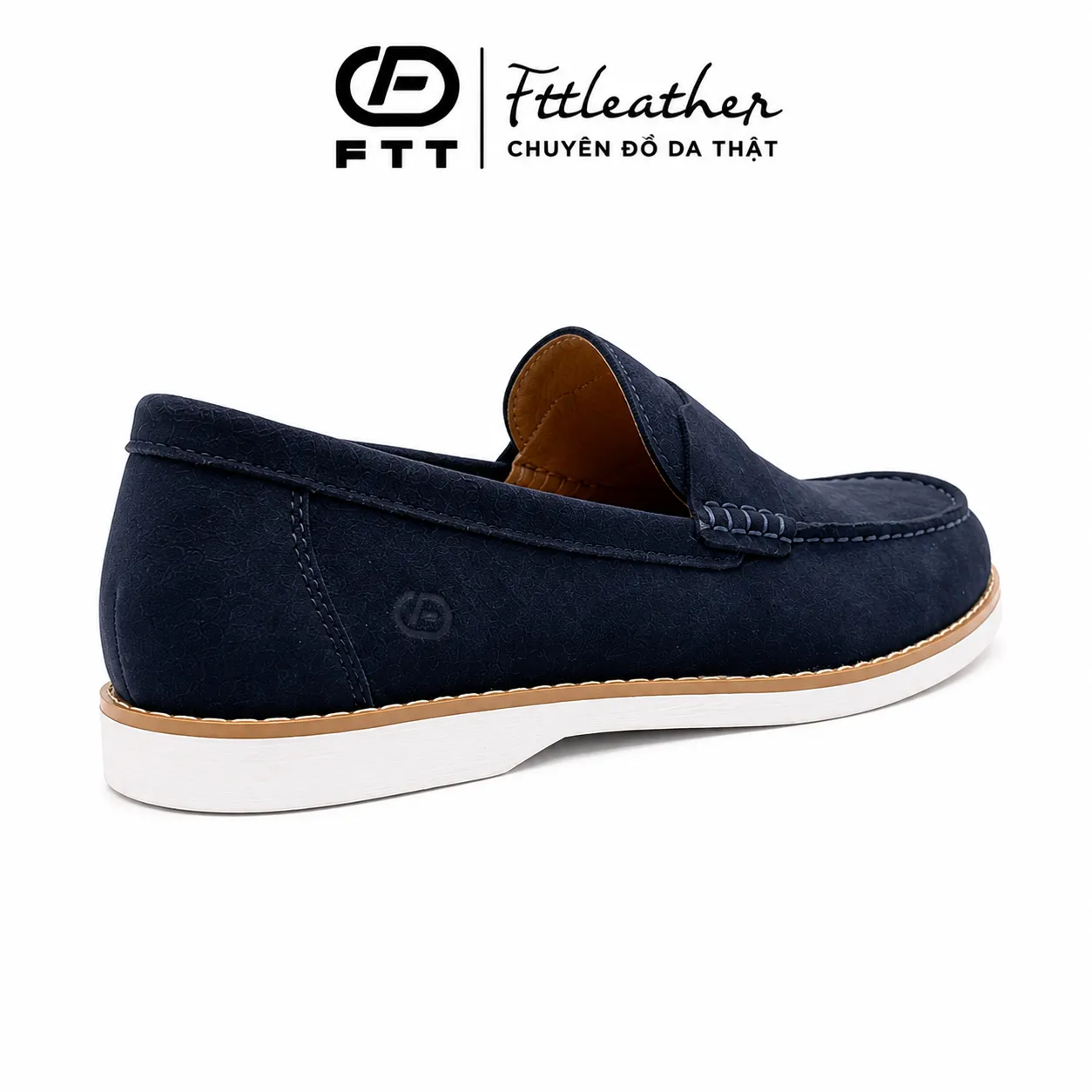 Giày da lộn Loafer đế cao su trắng - FC009B4