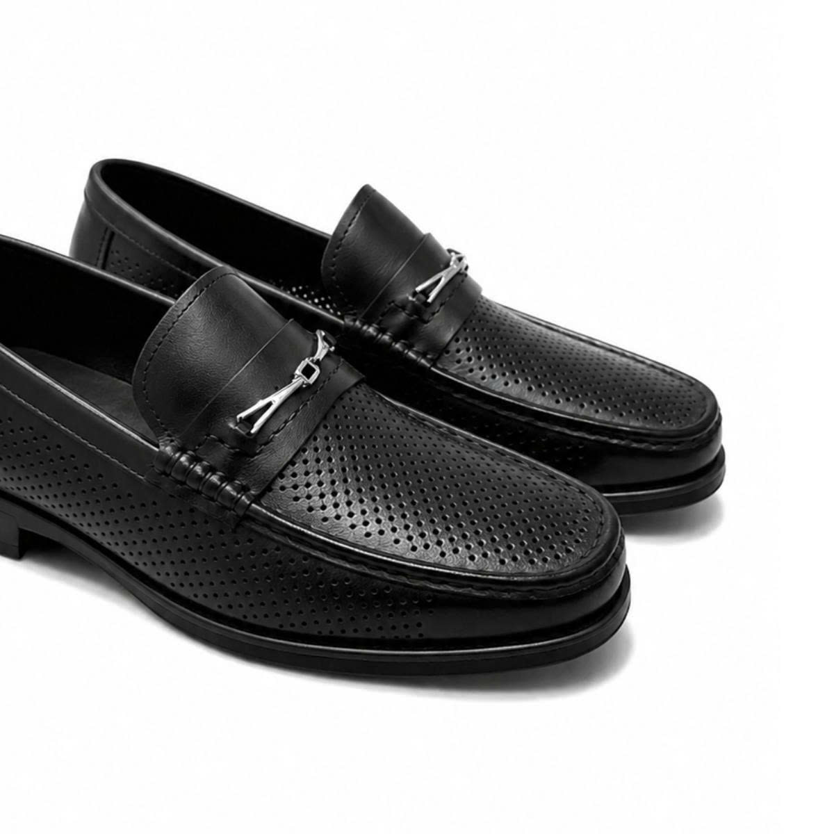 Giày da bò Horsebit Loafer lỗ thoáng khí đế cao su siêu nhẹ - FC014B040