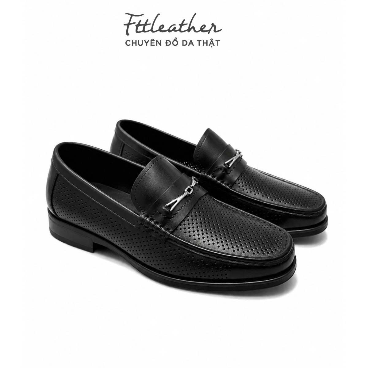 Giày da bò Horsebit Loafer lỗ thoáng khí đế cao su siêu nhẹ - FC014B040